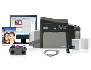 HID  HDP5000 Single-Sided Printer with Asure ID Express Photo ID Software, High-end USB Digital Web Camera, YMCK Print Ribbon, HDP Film, UltraCard Premium Cards  500 Count, USB Printer Cable and 1-year Asure ID Technical Support.